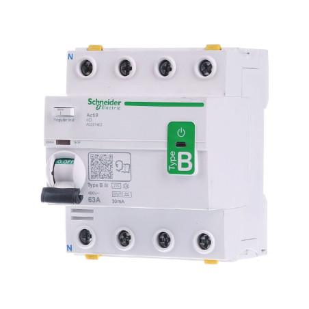 Schneider Type B Residual Current Device — front and right side view