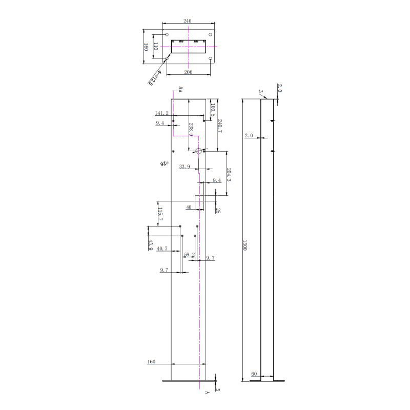 Post Technical Drawing